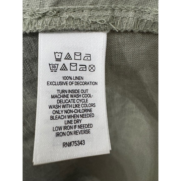 Lucky Brand 1X Green 100% Linen Tiered Sleeveless‎ V Neck Casual Dress - Picture 5 of 5